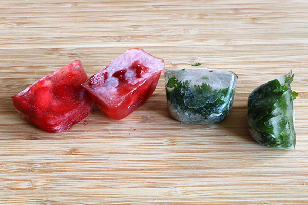Fruit and herbs ice cube